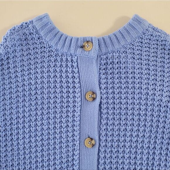 POPSUGAR Button Back Blue Crewneck Sweater - Picture 11 of 14